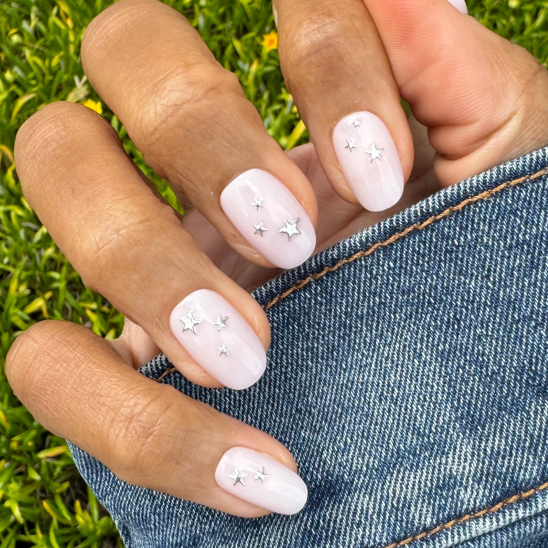 Soft Silver Foil Stars - Press-On | Short | Round - Image 6